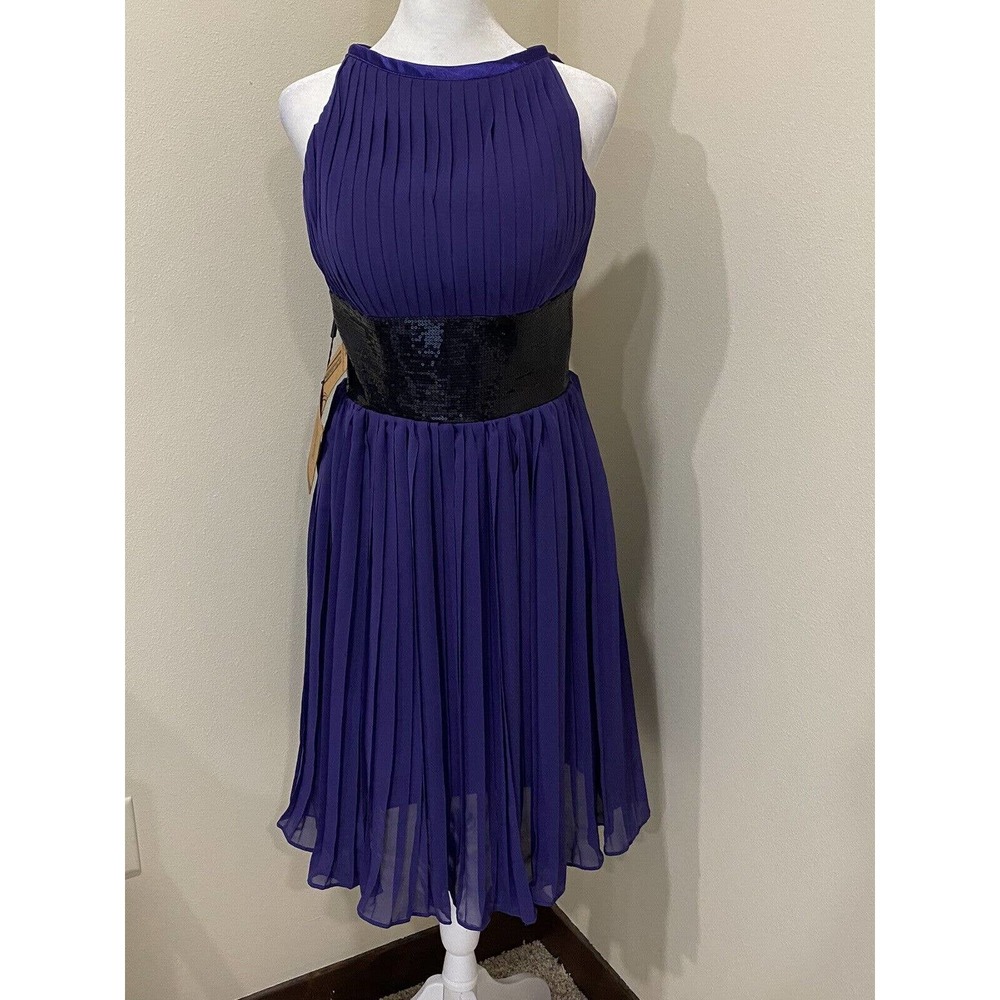 Light in the box dress size 6 purple pleated sleeveless sequin waistline wedding